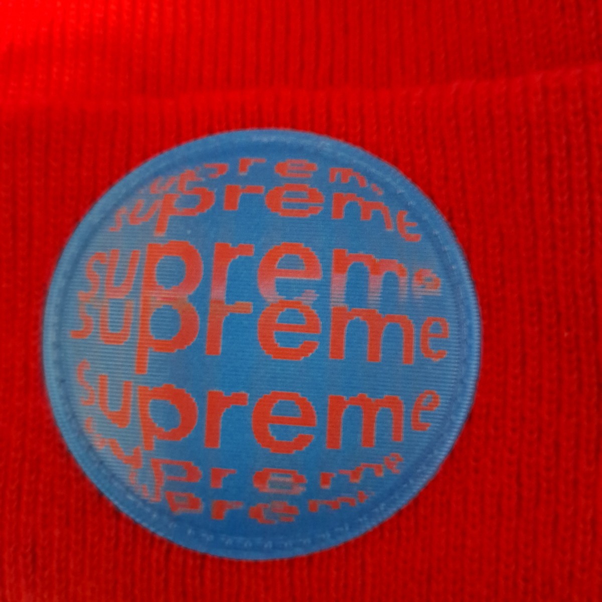 Supreme Lenticular Patch Beanie In Red