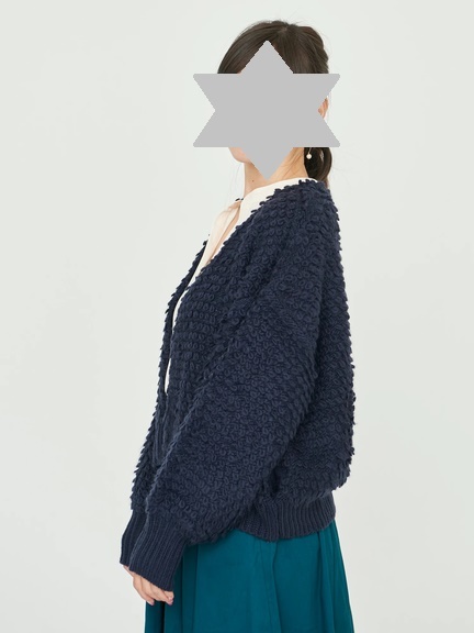 Earth Music & Ecology knitted cardigan outer loop braided cardigan new goods tag attaching regular price 4389 jpy short navy 