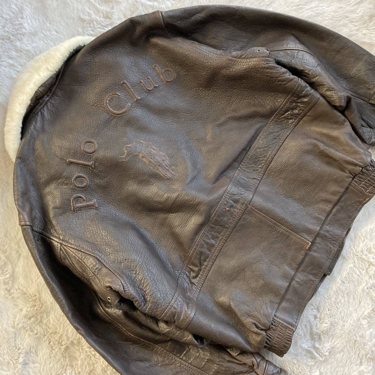 1スタ Polo Club フライトジャケット A-2 レザージャケット ポロクラブ ビンテージ vintage ブラウン 古着 バックロゴ 2