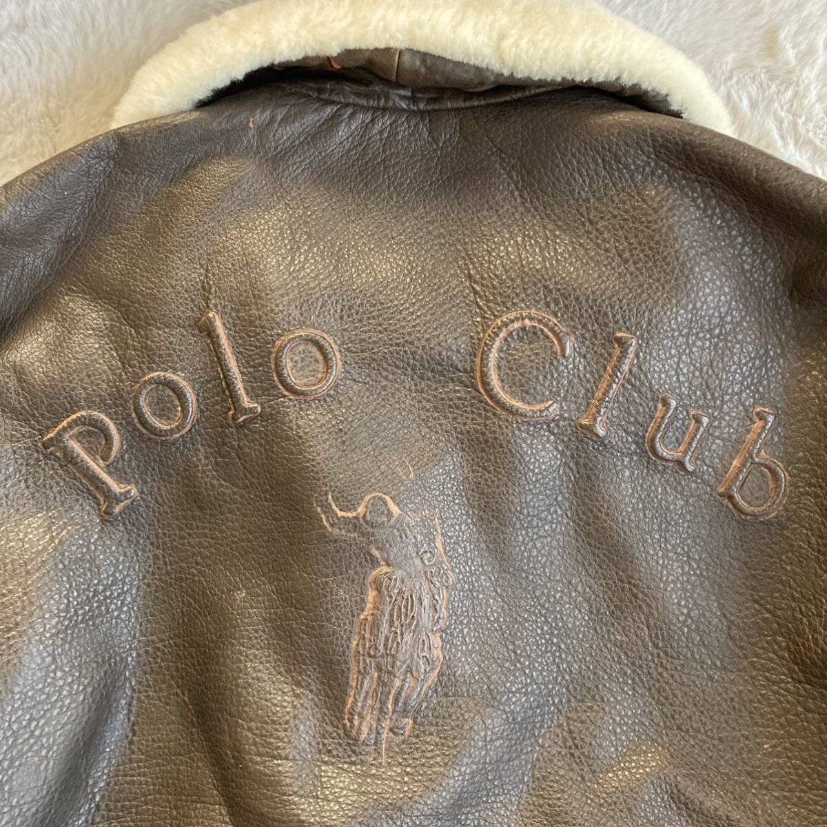 1スタ Polo Club フライトジャケット A-2 レザージャケット ポロクラブ ビンテージ vintage ブラウン 古着 バックロゴ 3