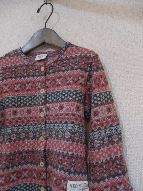 DonkeyJossy red series fea i-ll pattern cardigan size 130(USED)101417