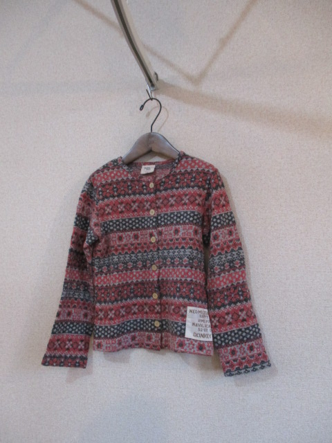 DonkeyJossy red series fea i-ll pattern cardigan size 130(USED)101417