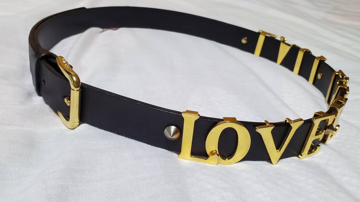  стандартный прекрасный очень редкий DOLCE&GABBANA Dolce & Gabbana Logo reta кольцо 3 полосный LOVE петля × шиповки заклепки блокировка вкус кожаный ремень чёрный 85 D&G