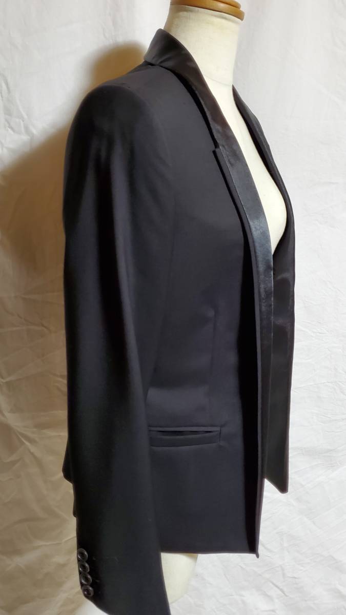 国内正規 Dior Hommeディオールオム スモーキングチューブジャケット黒 40 スーツ メンズ ナローラペル スペンサーショールブラック 付属有_画像5