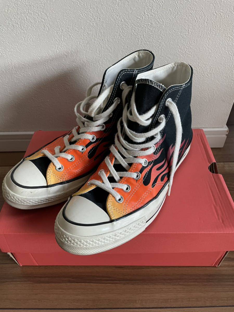 [中古] CONVERSE Chuck 70 Archive Prints Hi / Black/Enamel Red / size US9.5 / Fire patternの画像1