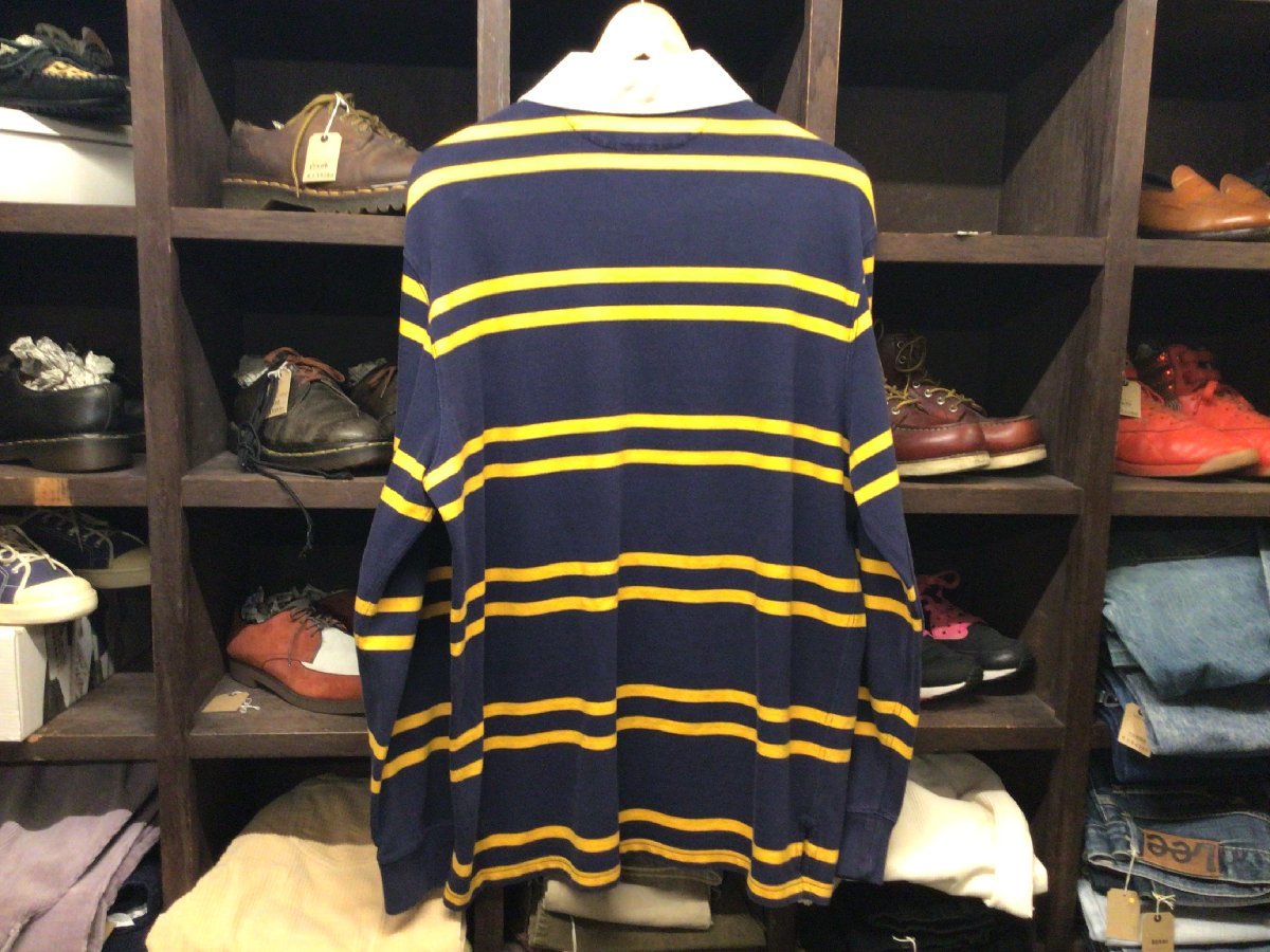 90 00'S POLO RALPH LAUREN BORDER RUGBY SHIRT SIZE M オールド ラルフローレン ボーダー ラグビー シャツ 長袖 ジャージ_画像2