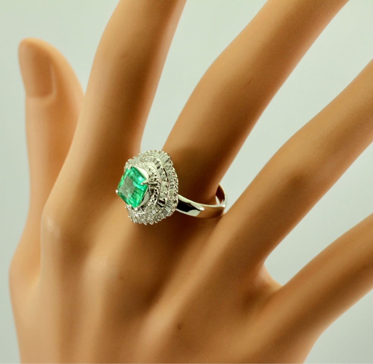 Pt900 natural emerald ring 1.63ct