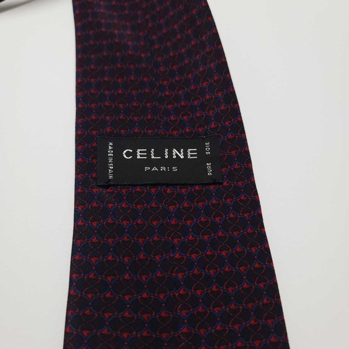 美品 1円 CELINE セリーヌ ネクタイ ハイブランド 赤 青 1395の画像4