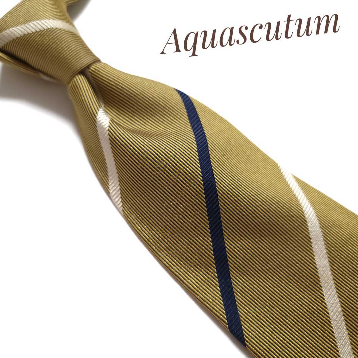 Aquascutum アクアスキュータム ネクタイ ブランド ネイビー 黄 1421_画像1