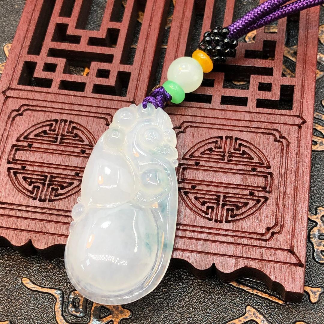 ネックレス 瓢箪 本翡翠 氷ヒスイ 誕生日プレゼント 天然石 縁起物