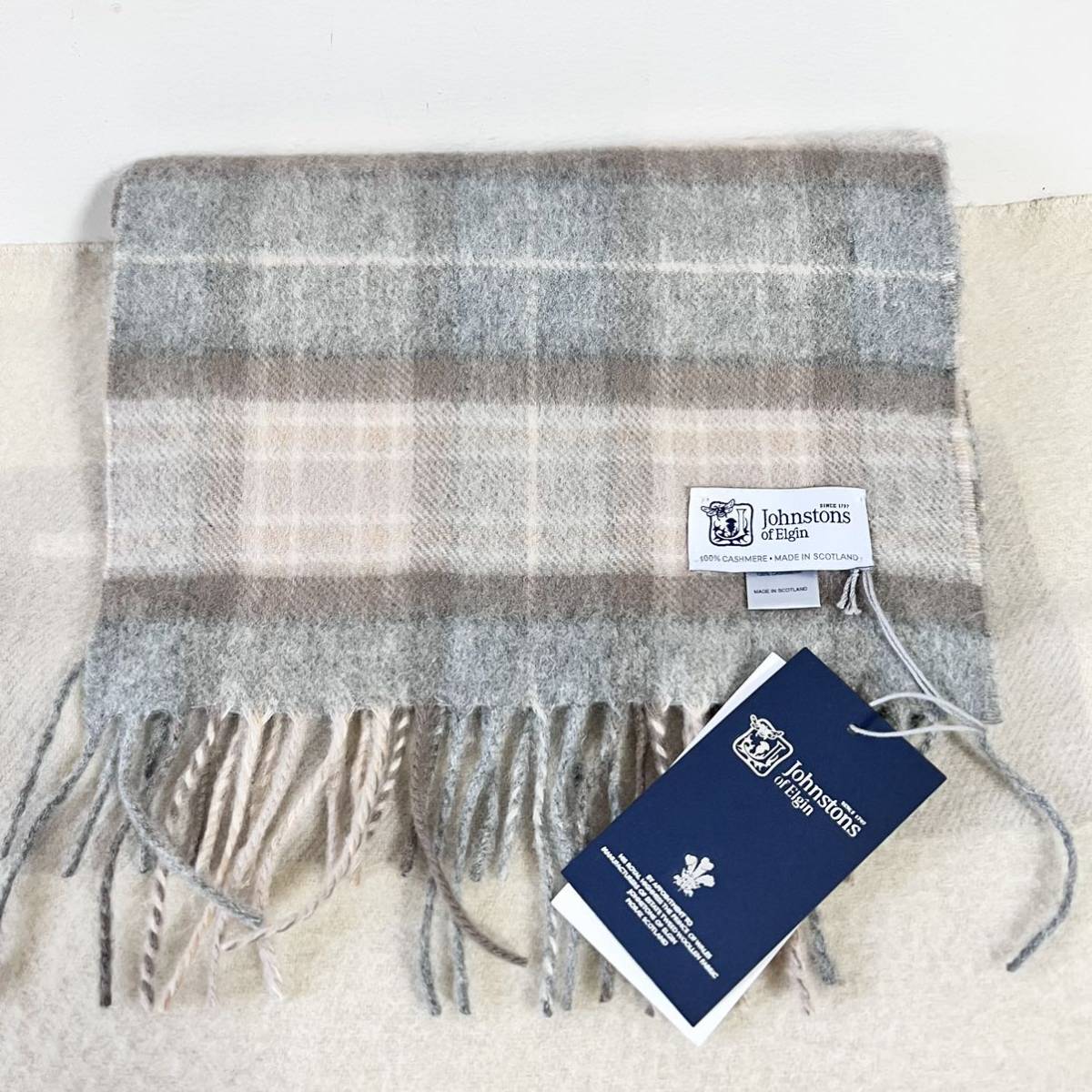 ジョンストンズ Johnstones 未使用 新品 マフラー カシミヤ100