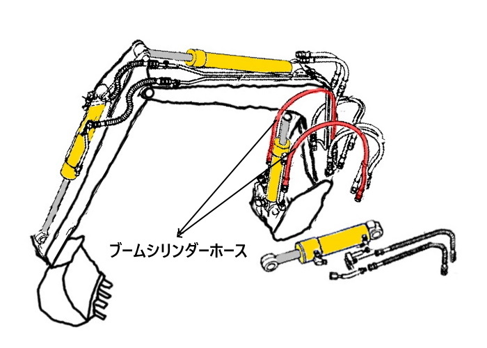 コマツ PC30-5 ブームシリンダーホース 2本セット_画像5