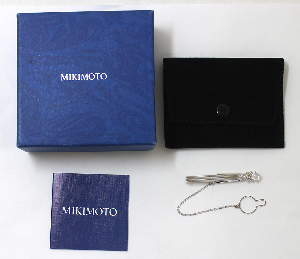 MIKIMOTO】ミキモト K18WG ホワイトゴールド 水晶 タイバー ネクタイ