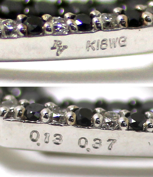 【Ponte Vecchio】ポンテヴェキオ　K18WG ブラックダイヤ 0.37ct　ダイヤモンド　0.13ct　ダブル オープンハート ネックレス_画像8