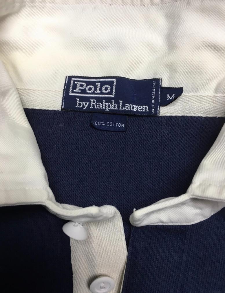 90s Polo Ralph Lauren ポロ ラルフローレン ビンテージ ラグビージャージ 大きめM オールドラルフ vintage アメリカ古着 アメカジ 送料込_画像5