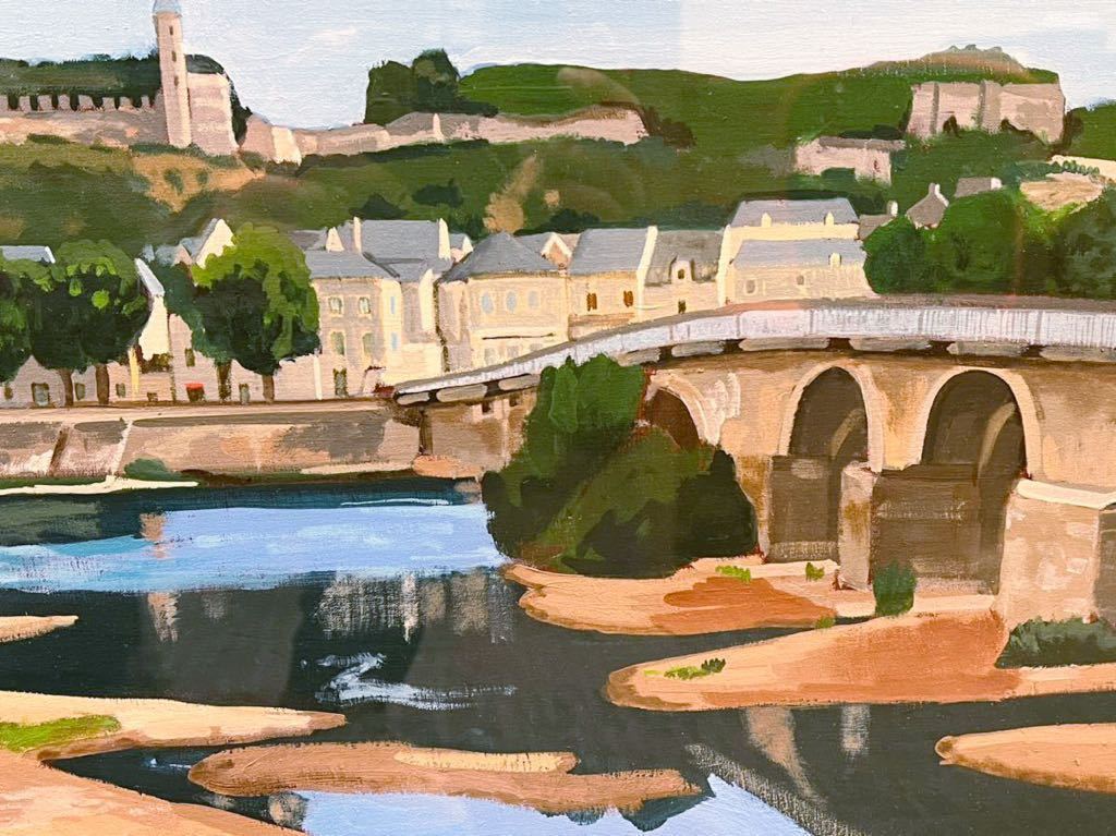 特大 油彩 小島俊男 オランダ風景画 額装 ヨーロッパ風景 船 橋 特大 油彩 小島俊男 オランダ風景画 額装 ヨーロッパ風景 船 橋