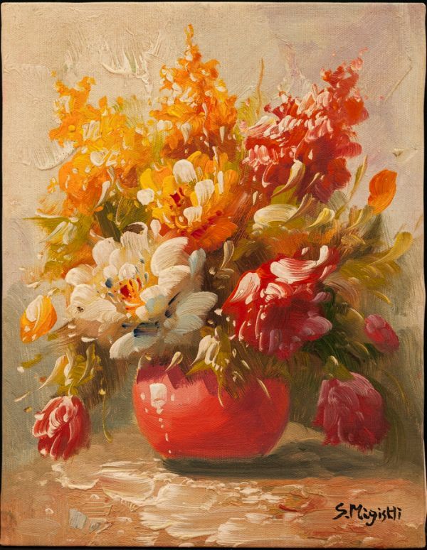Yahoo!オークション - 三岸節子 油絵 手描き《花瓶の花》表 Yahoo!オークション - 三岸節子 油絵 手描き《花瓶の花》表