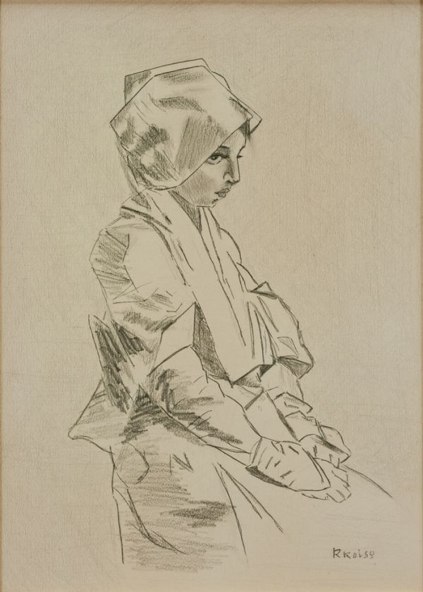 ヤフオク! - 小磯良平 鉛筆デッサン画 手描き《白川女》表サイン 裏書...