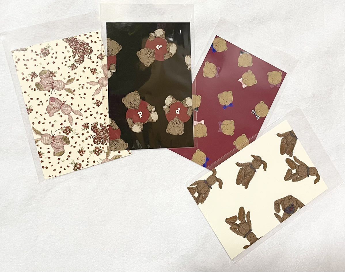 完売 代官山限定 ピンクハウス50周年記念展【くま&うさぎ柄ポストカード4枚セット】 テディベア うさぎ チェリー 苺 ひなぎく ポスター