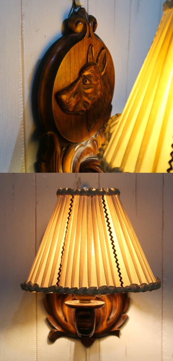 1920-50年オランダ ウォールランプ/ブラケットライト 布シェード 電気