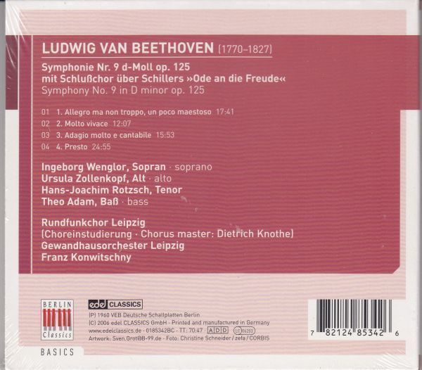 [CD/Berlin Classics]ベートーヴェン:交響曲第9番/I.ヴェングロル(s)他&コンヴィチュニー&ライプツィヒ・ゲヴァントハウス管弦楽団_画像2