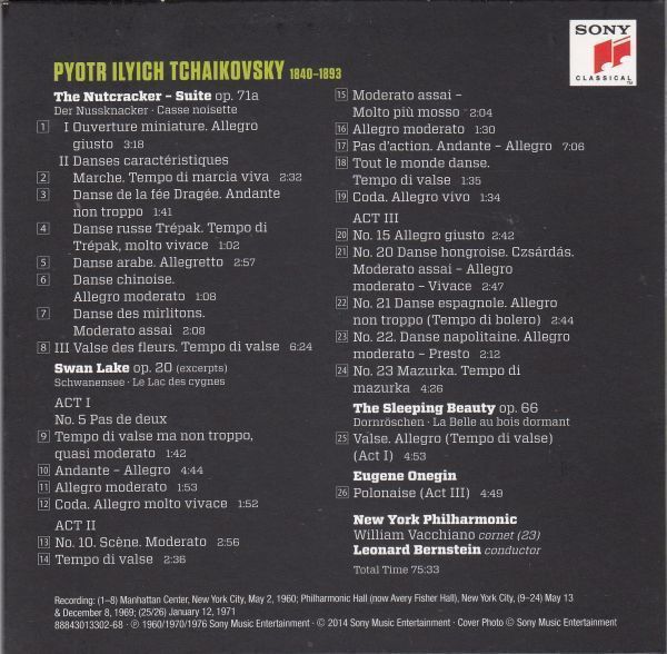 [CD/Sony]チャイコフスキー:くるみ割り人形組曲Op.71a他/L.バーンスタイン&ニューヨーク・フィルハーモニック 1960.5.2他の画像2