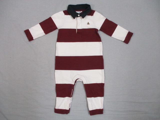  Gap baby Gap size 80cm coverall rugby stripe white / wine red cotton 100% rompers ..