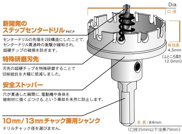 ユニカ メタコア 超硬ホールソー MCS-14 口径14mm_画像4