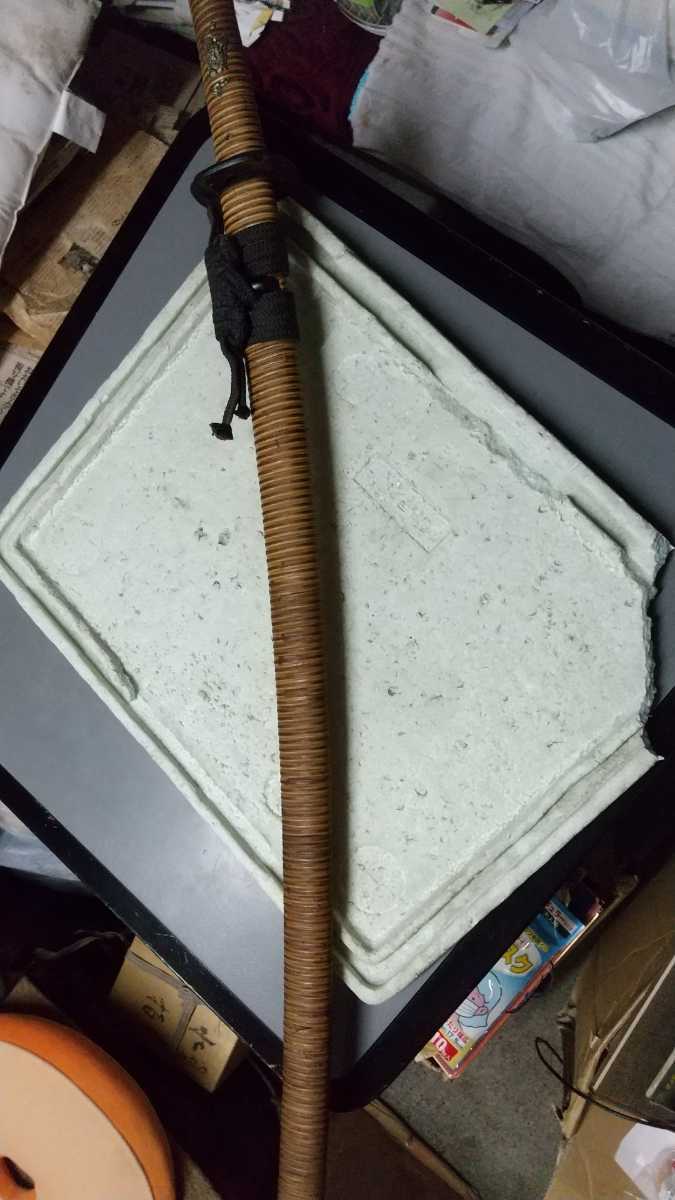 模造刀 日本刀 竹巻き 古い 刀剣 拵 全長101cm 磁石つきません