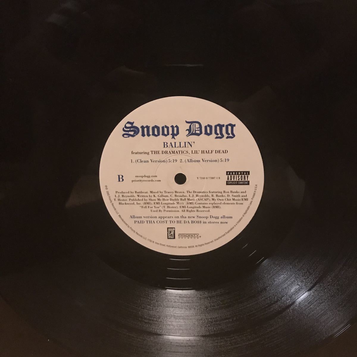 Beautiful / Ballin’ - SNOOP DOGG West Coast 12インチレコード G-Rap スヌープドッグ