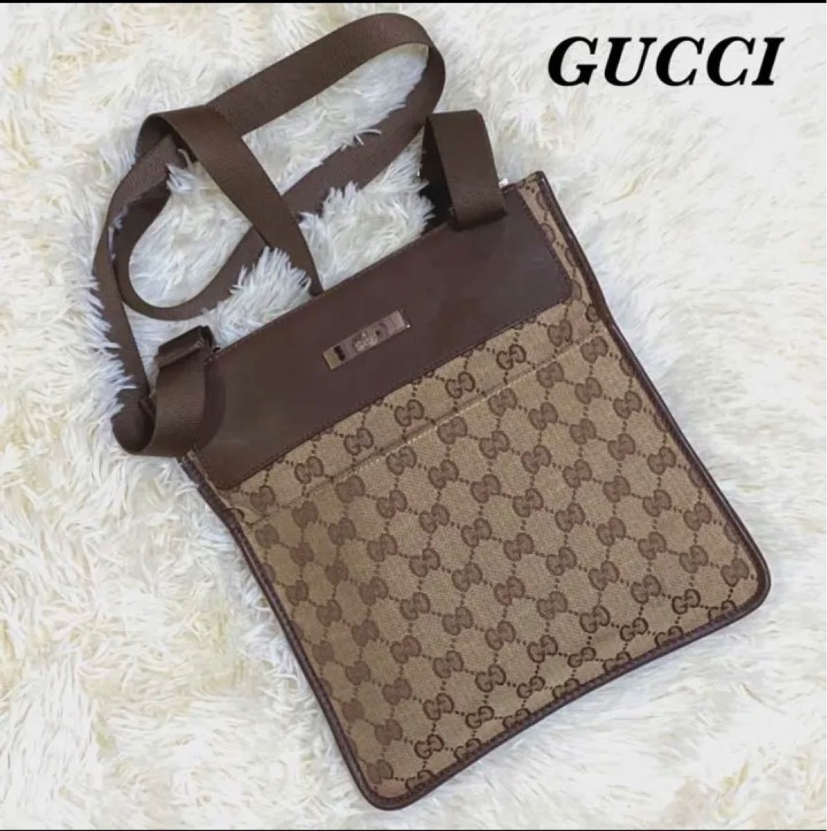 美品】GUCCI ショルダーバッグ GG柄 キャンバス×レザー ブラウン