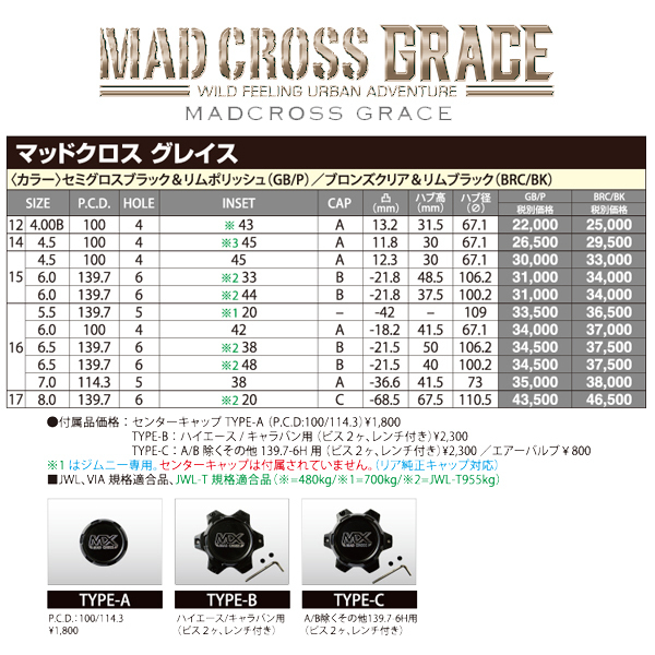 17インチ マッドクロス グレイス 6.5J+38 6H-139.7 1本 ホイール ブラック 業販_画像3