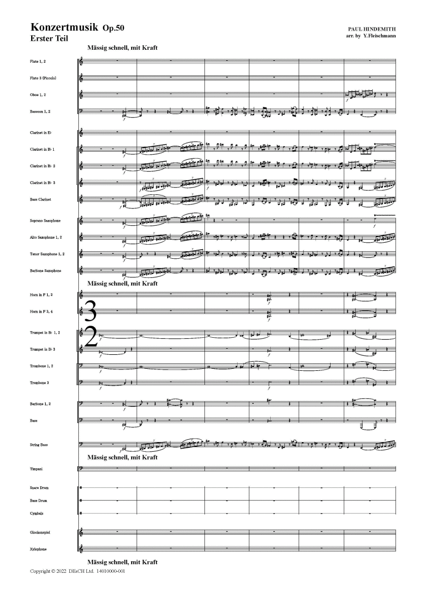 ★☆ヒンデミット 「協奏音楽 Op.50」 吹奏楽楽譜セット☆★