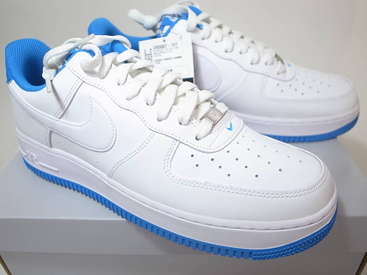 【送料無料 即決】NIKE AIR FORCE 1 ’07 WHITE/WHITE-LT PHOTO BLUE 28.5cm US10.5新品 黒タグ エアフォース1DR9867-101白ホワイト ブルー_画像2