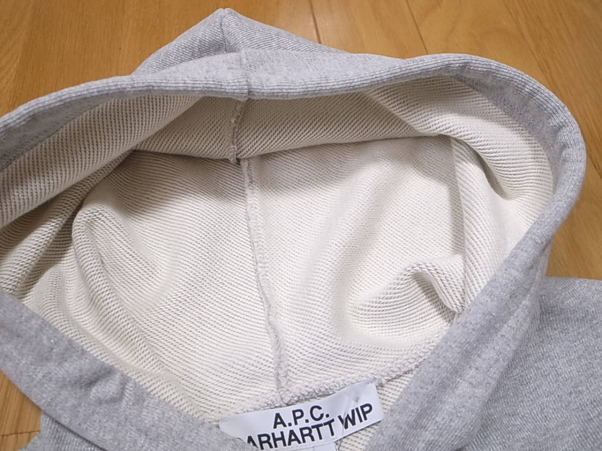 【送料無料 即決】A.P.C. x CARHARTT WIP アーペーセーAPCカーハート 限定コラボ LOGO ロゴ スウェット フーディー パーカー グレー XS新品