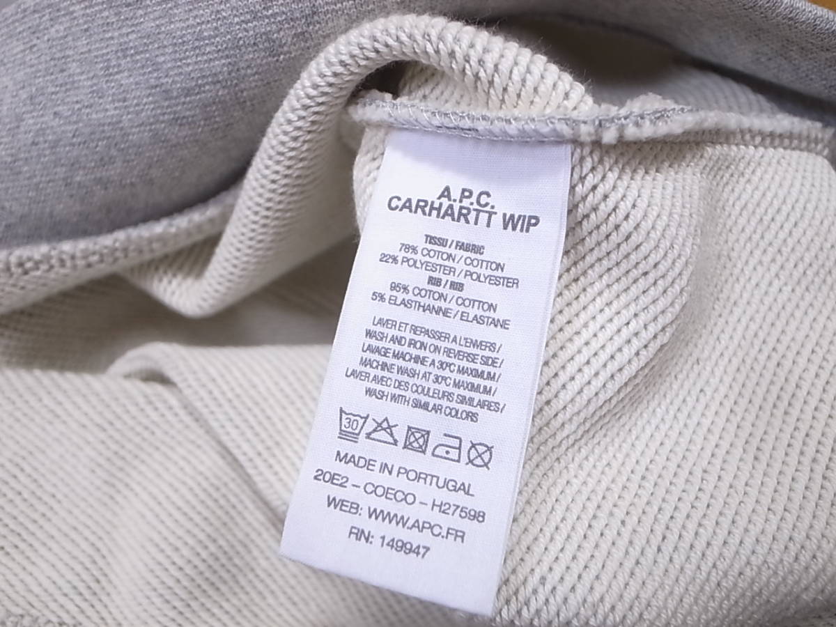 【送料無料 即決】A.P.C. x CARHARTT WIP アーペーセーAPCカーハート 限定コラボ LOGO ロゴ スウェット フーディー パーカー グレー XS新品