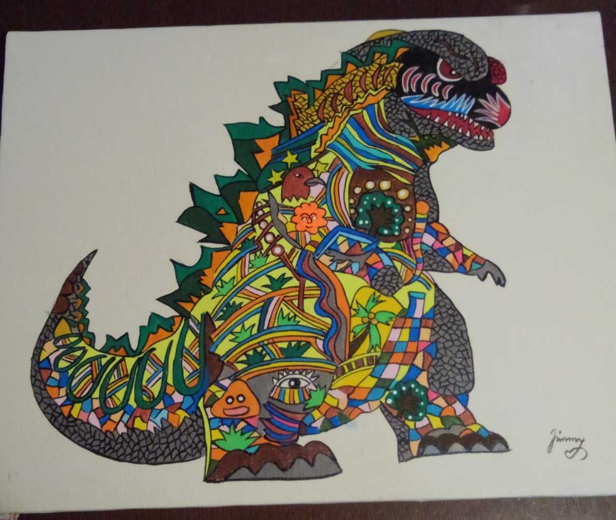 Yahoo!オークション - F6号 ジミー大西 手書き ゴジラ 絵 アート Yahoo!オークション - F6号 ジミー大西 手書き ゴジラ 絵 アート