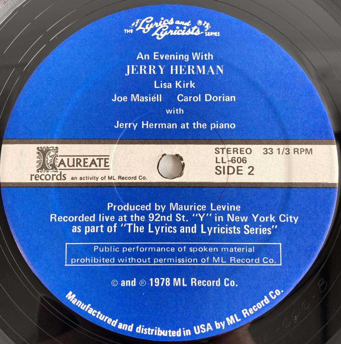 An Evening with Jerry Herman / рис запись LP Laureate LL-606 STEREO видеть открытие 