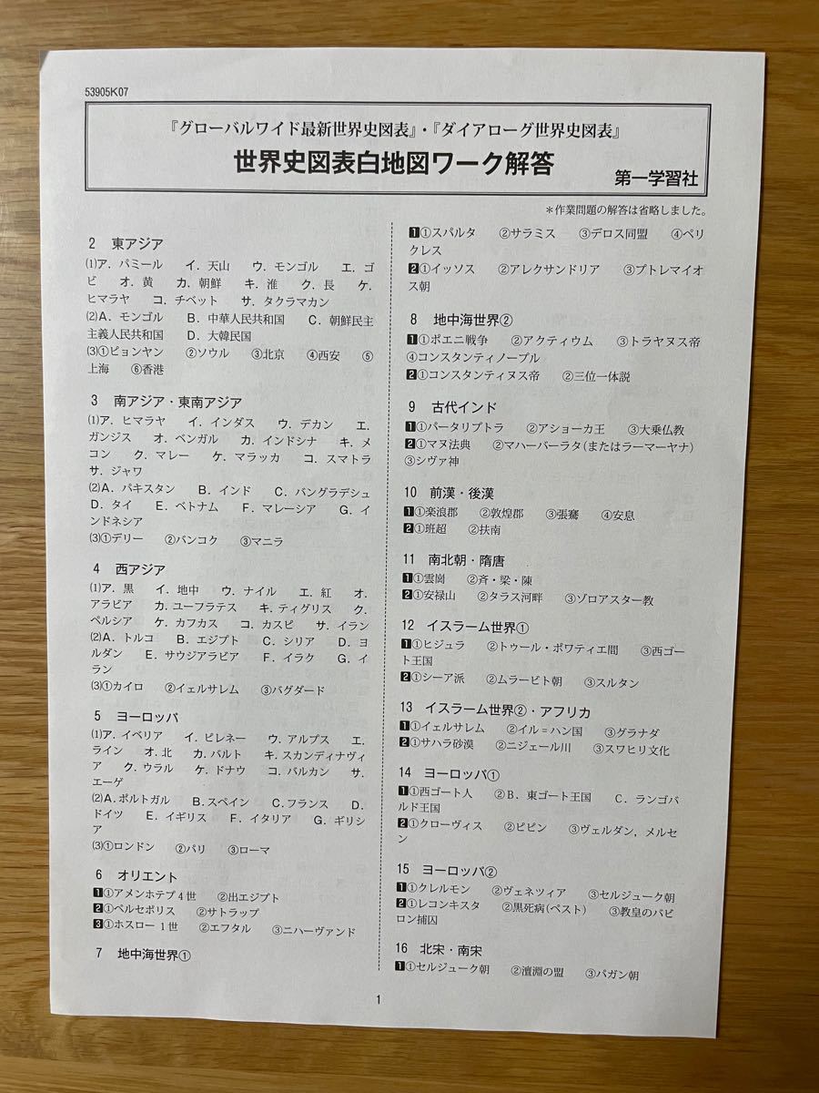 グローバルワイド　最新世界史図表　白地図ワーク付き　第一学習社