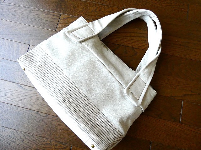 新品即決 レザー 本革 国産 ニュートラルグレイ 1点もの トートバッグ