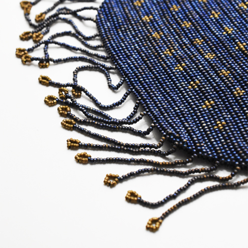  antique blue black × Gold party beads bag 