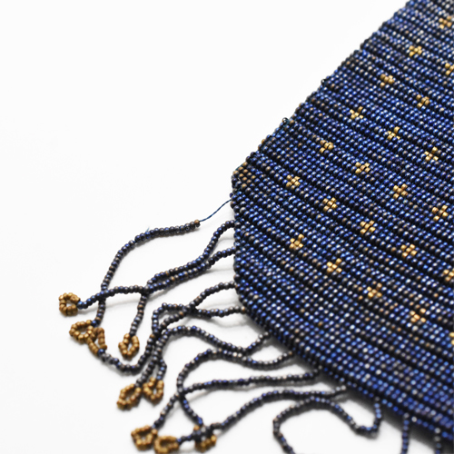  antique blue black × Gold party beads bag 