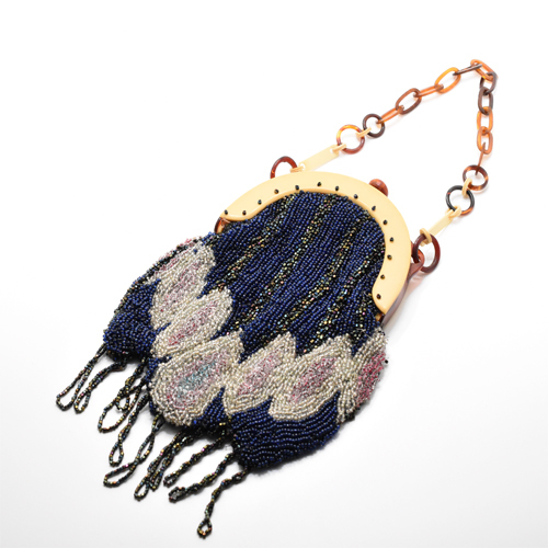  antique blue black × lavender × blue × white ro here ribbon party beads bag 