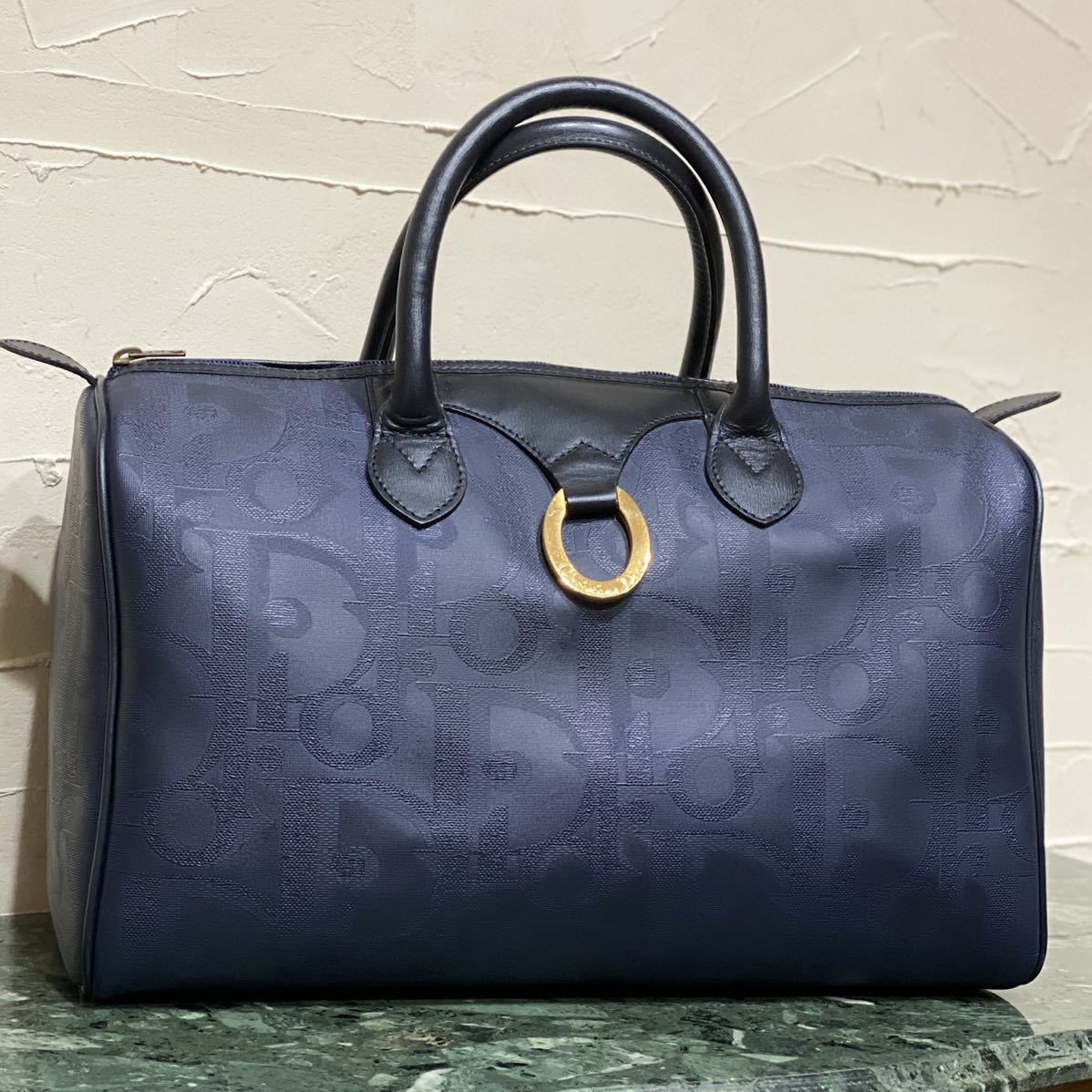 希少 良品 Christian Dior ボストンバッグ トロッター柄 PVC×レザー