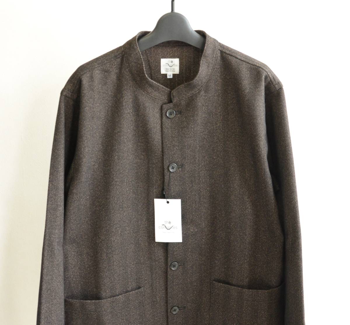 未使用 the conspires コンスパイアーズ ヘリンボーン ジャケット stand collar HB JKT ブラウン size S_画像2