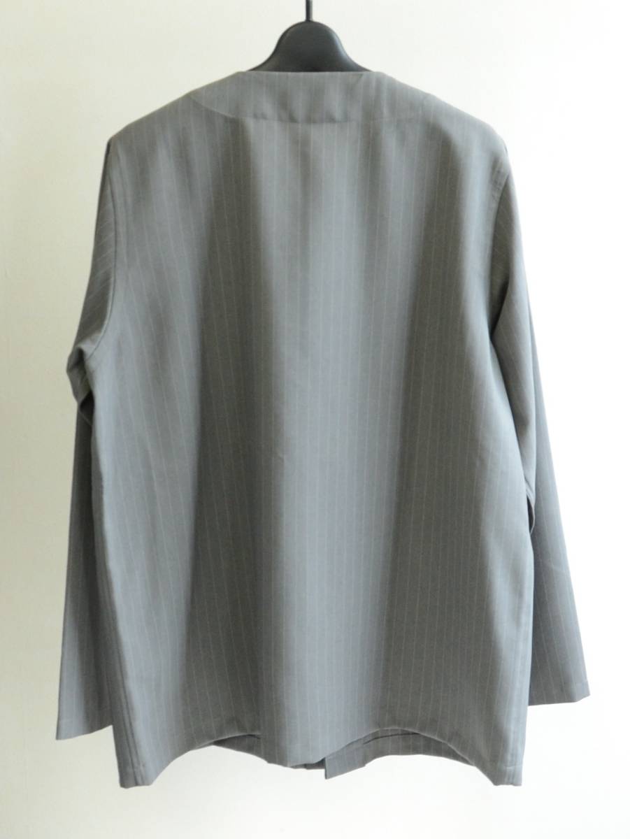 未使用 the conspires コンスパイアーズ ノーカラージャケット striped nc jacket グレー size M_画像3