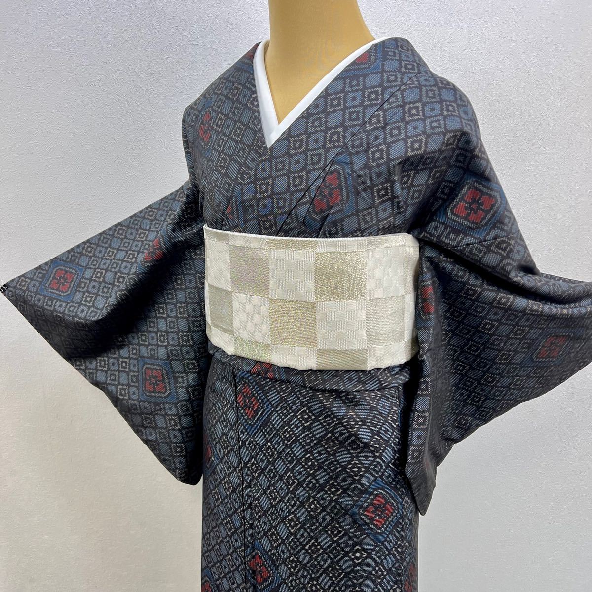 取扱 店 大島紬 花桶に紐 縦横絣 袷 未着用 着物 - LITTLEHEROESDENTISTRY