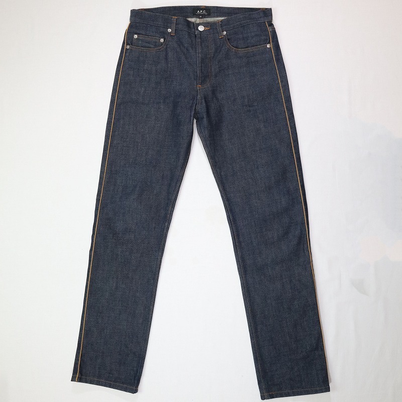  прекрасный товар редкий A.P.C. A.P.C. East bai талия боковой линия темно синий распорка Denim брюки джинсы конический Vintage 28
