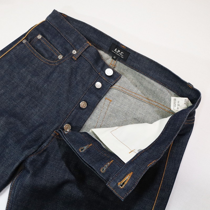  прекрасный товар редкий A.P.C. A.P.C. East bai талия боковой линия темно синий распорка Denim брюки джинсы конический Vintage 28