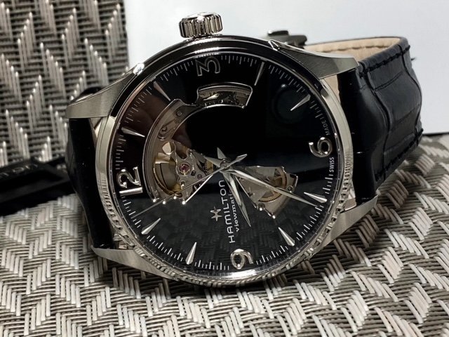 新品 正規品 HAMILTON ハミルトン 自動巻き 手巻き付き 腕時計 ジャズマスター オープンハート カーフレザーベルト H32705731 